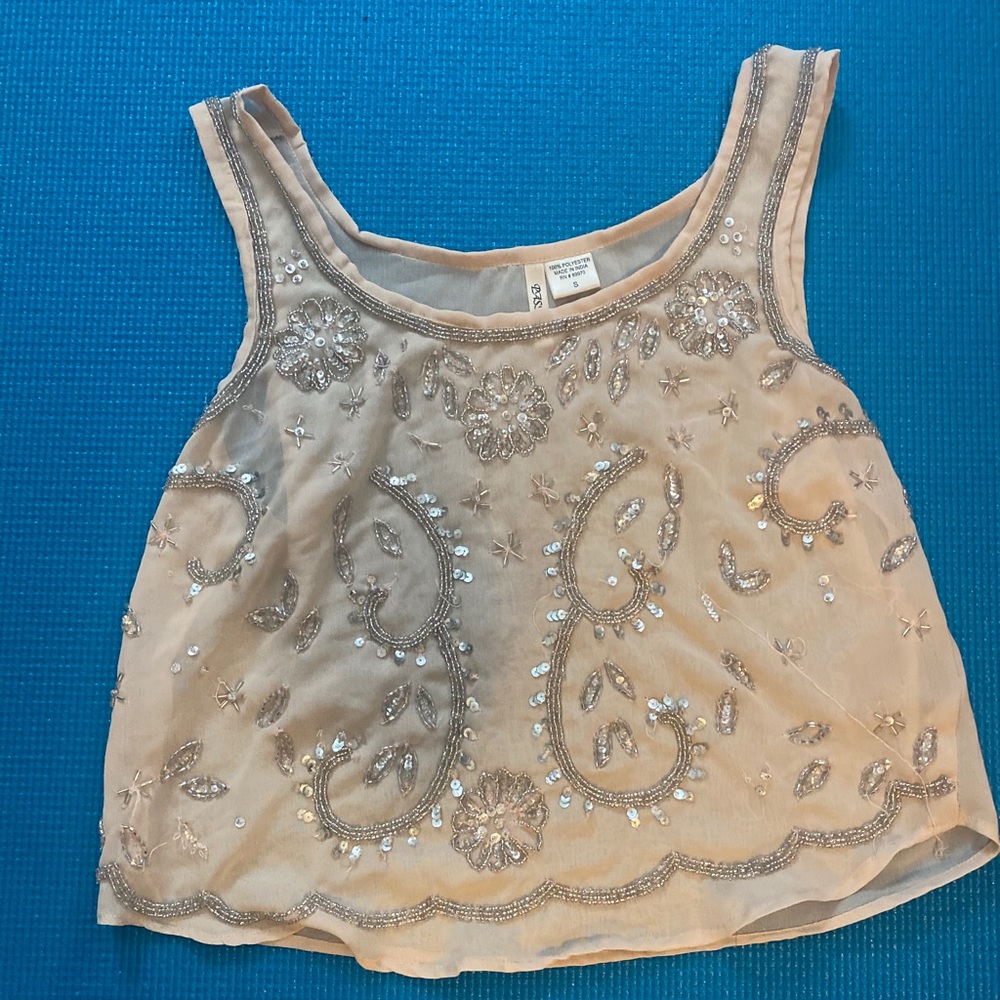 Rose sequin crop top